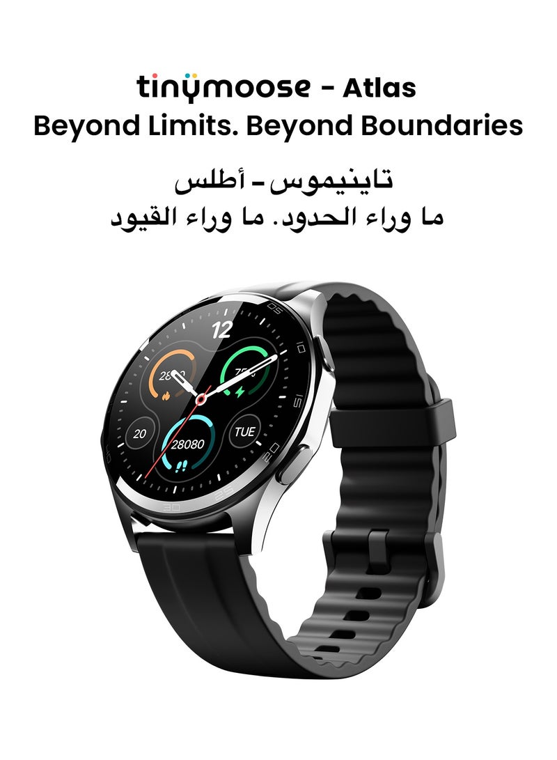 TinyMoose Smart Watch Atlas | Super HD AMOLED 1.43 inch Display, Built-In GPS, AI-Powered Fitness Tracking, Heart Rate & SpO2 Monitor, 30M Water Resistant, Bluetooth Calling, Super Responsive Touchscreen, for Android & iOS – Midnight Black - Image 2