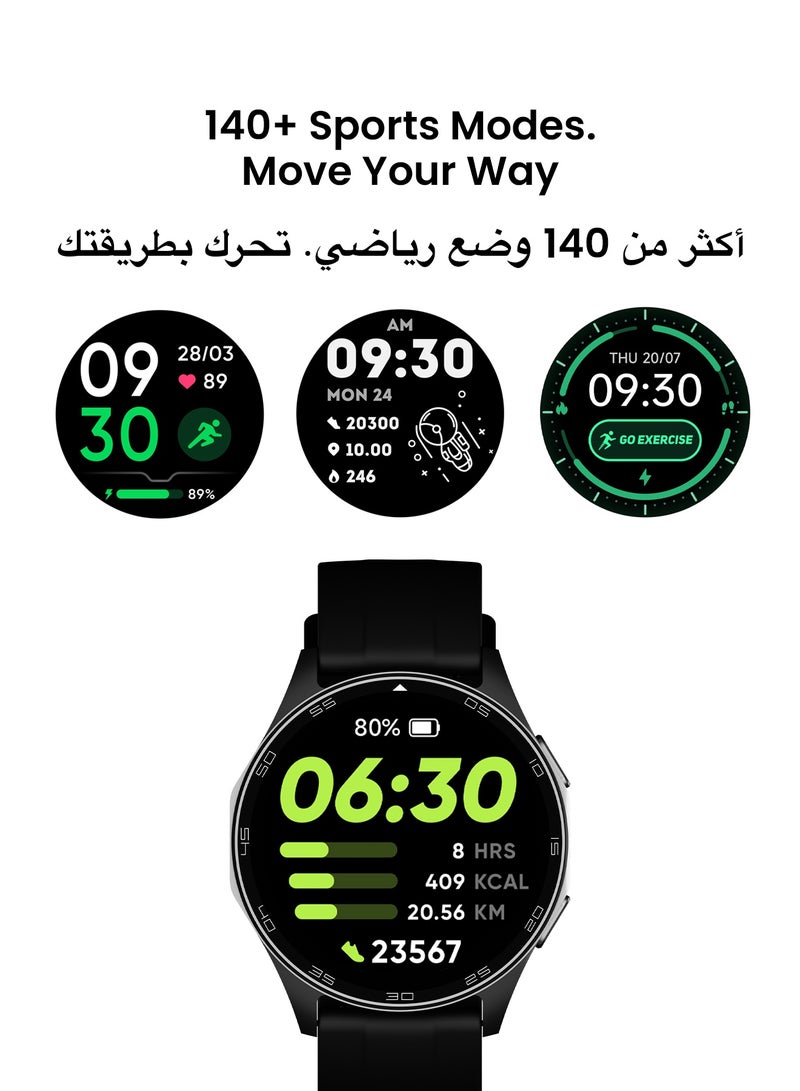 TinyMoose Smart Watch Atlas | Super HD AMOLED 1.43 inch Display, Built-In GPS, AI-Powered Fitness Tracking, Heart Rate & SpO2 Monitor, 30M Water Resistant, Bluetooth Calling, Super Responsive Touchscreen, for Android & iOS – Midnight Black - Image 3