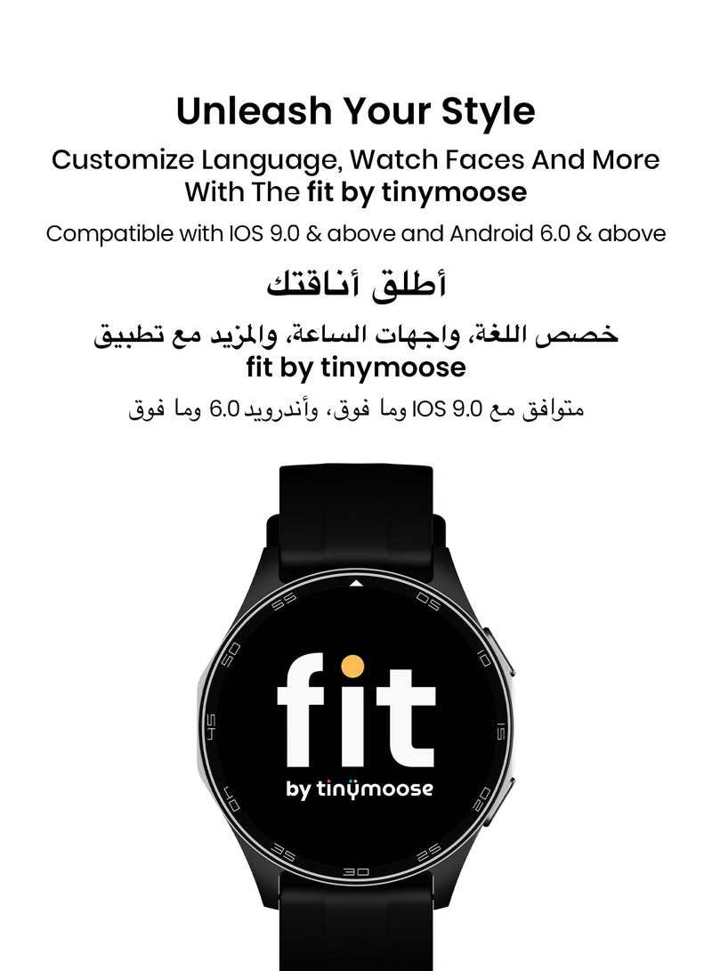 TinyMoose Smart Watch Atlas | Super HD AMOLED 1.43 inch Display, Built-In GPS, AI-Powered Fitness Tracking, Heart Rate & SpO2 Monitor, 30M Water Resistant, Bluetooth Calling, Super Responsive Touchscreen, for Android & iOS – Midnight Black - Image 5