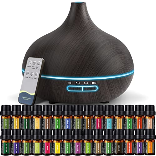 SACATR Aroma Diffiser with Essential Oils Set, 550 ML Essential Oil Diffuser with Remote, Ultrasonic Technology Aromatherapy Diffusers Auto Shut-Off for Office, Home - Image 1