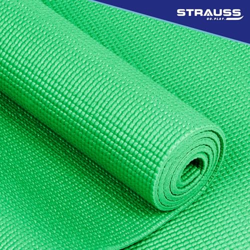 STRAUSS Yoga Mat with Carry Bag | Anti-Slip Exercise Mat for Women & Men | Home Gym Workout, Yoga, Pilates | Eco-friendly | Non-Slip Surface | Lightweight & Durable | 4mm (Green) - Image 5