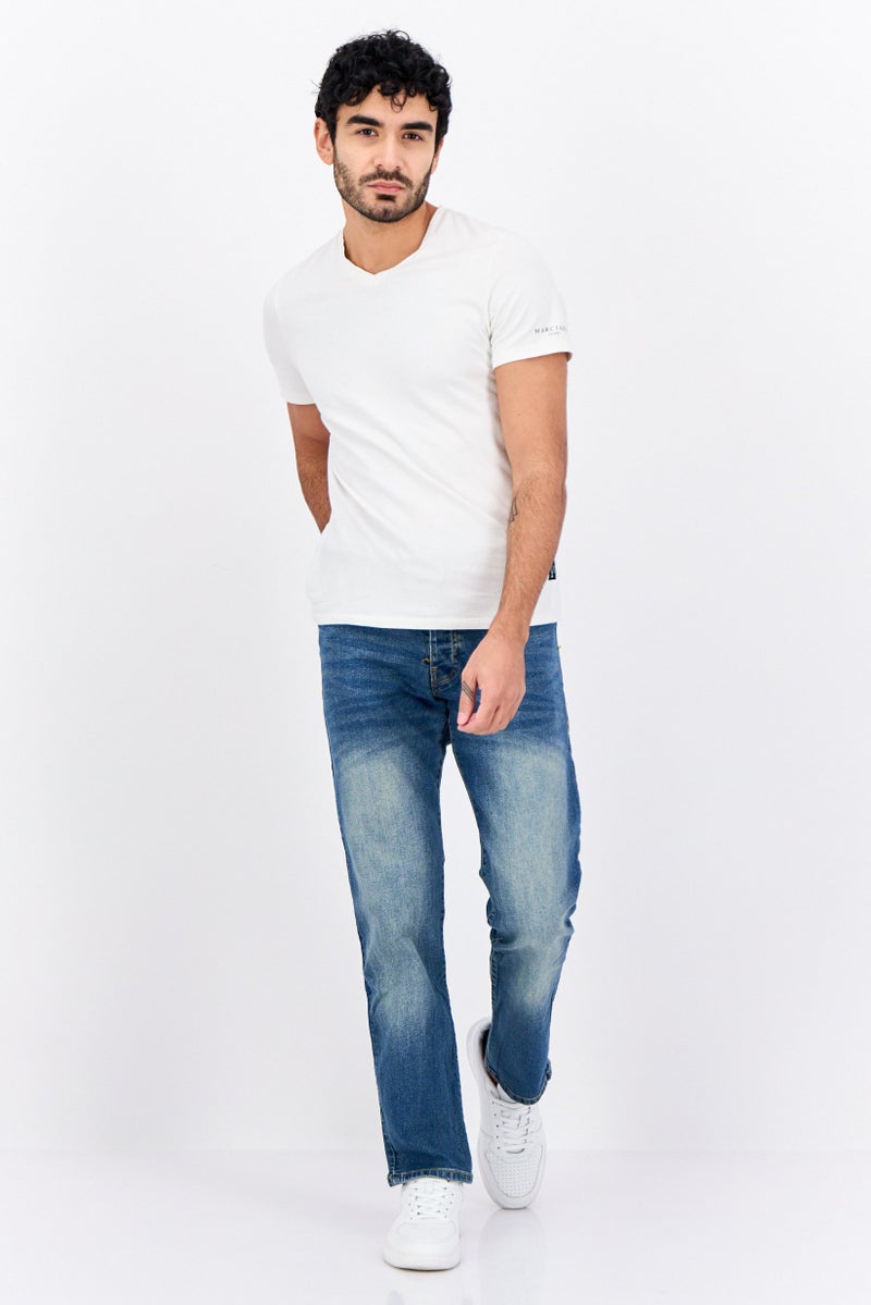 CROSSHATCH Men Regular Fit Washed Belted Stretchable Jeans, Blue - Image 4