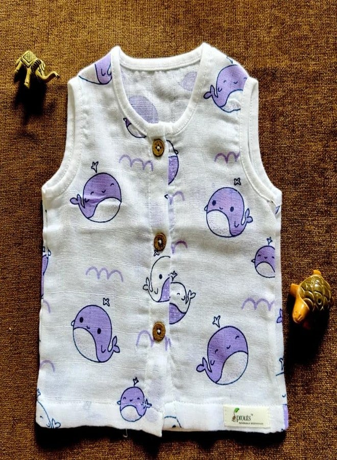 Sprouts Cotton Muslin Jabla/Gloves/Booties / 1mtr x 1mtr Towel/Nappy (Whale Print) - Image 4