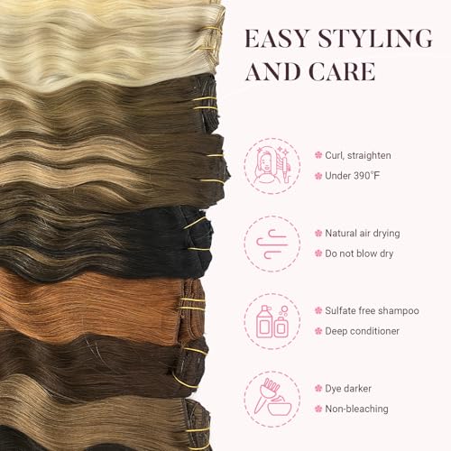 MAXITA Clip in Hair Extensions Real Human Hair,Remy Hair Extensions Clip ins Double Weft for Women,Natural Real Human Hair,14Inch 135g 9Pcs,Natural Black - Image 5