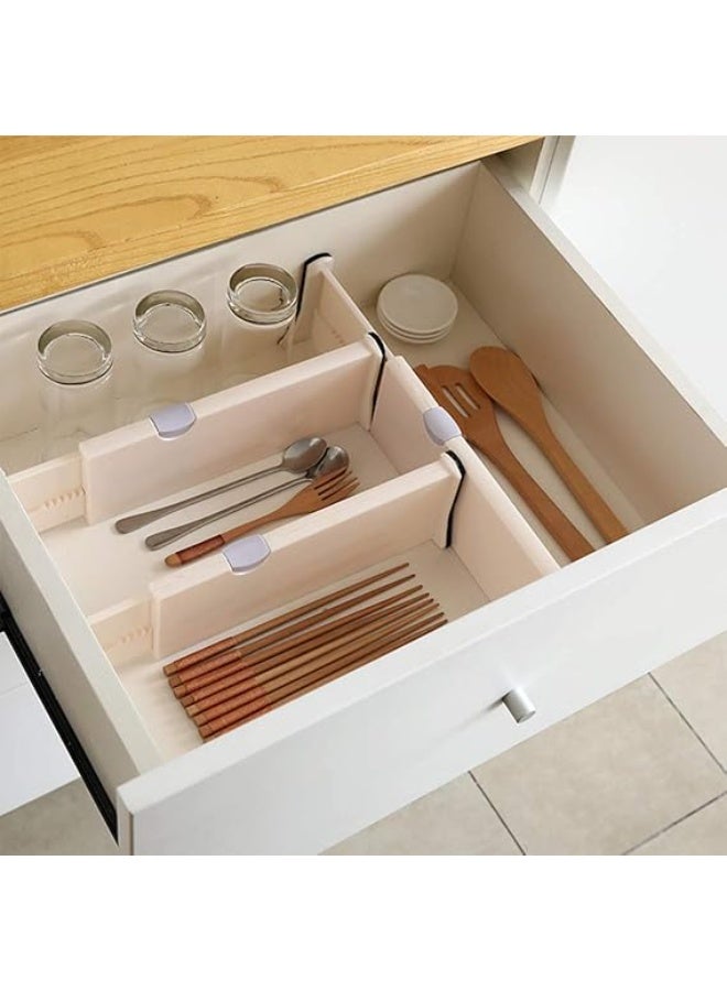 Adjustable Drawer Dividers Selected 17" Expandable Drawer Organizers Set Plastic Drawer Separator Suitable for Kitchen Bathroom Bedroom Office Dresser Desk - White - Image 3