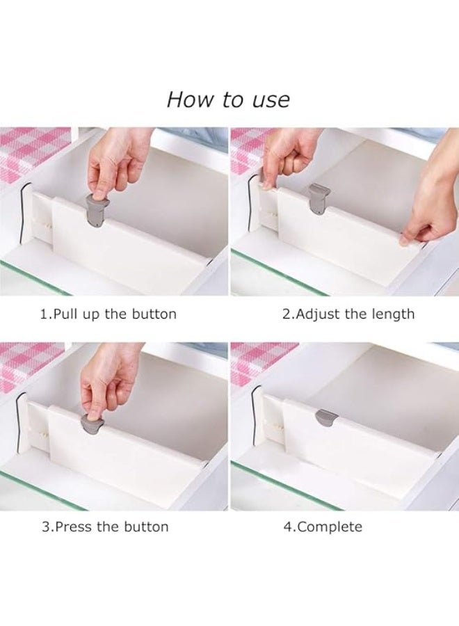 Adjustable Drawer Dividers Selected 17" Expandable Drawer Organizers Set Plastic Drawer Separator Suitable for Kitchen Bathroom Bedroom Office Dresser Desk - White - Image 4