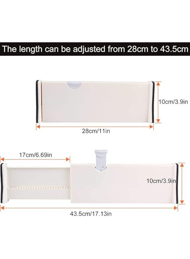 Adjustable Drawer Dividers Selected 17" Expandable Drawer Organizers Set Plastic Drawer Separator Suitable for Kitchen Bathroom Bedroom Office Dresser Desk - White - Image 1
