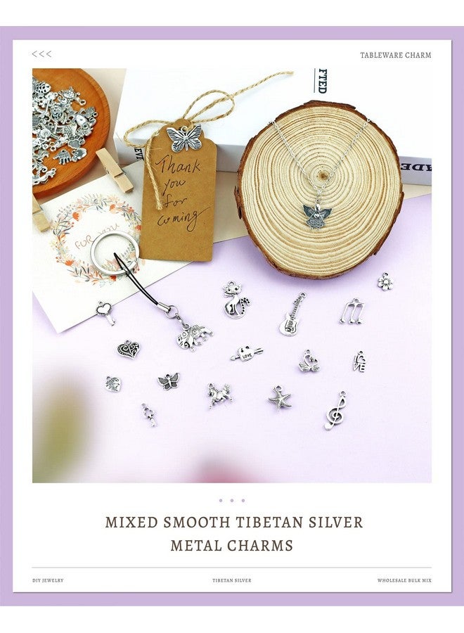 JIALEEY Wholesale Bulk Lots Jewelry Making Silver Charms Mixed Smooth Tibetan Silver Metal Charms Pendants DIY for Necklace Bracelet Jewelry Making and Crafting, JIALEEY 100 Pieces - Image 4