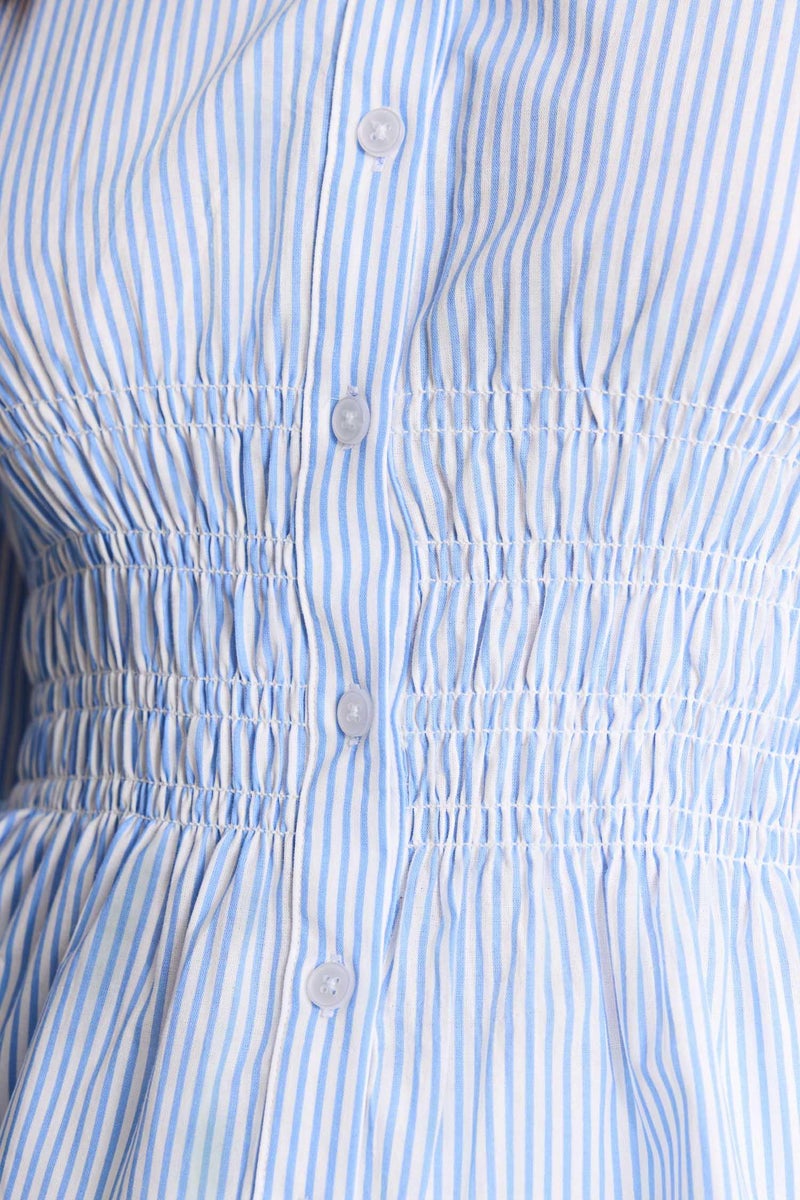 DeFacto Blue Woman Fitted Poplin Striped Shirt Casual - Image 5