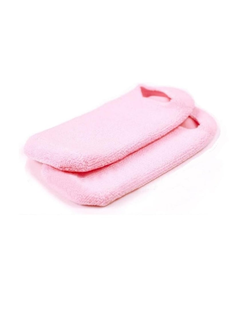 ECVV 2Pcs Gel Spa Socks Silicon Gel Booties Insoles Moisturising Soft Exfoliating Socks Spa Pedicure Insoles For Feet Care, Pink - Image 2