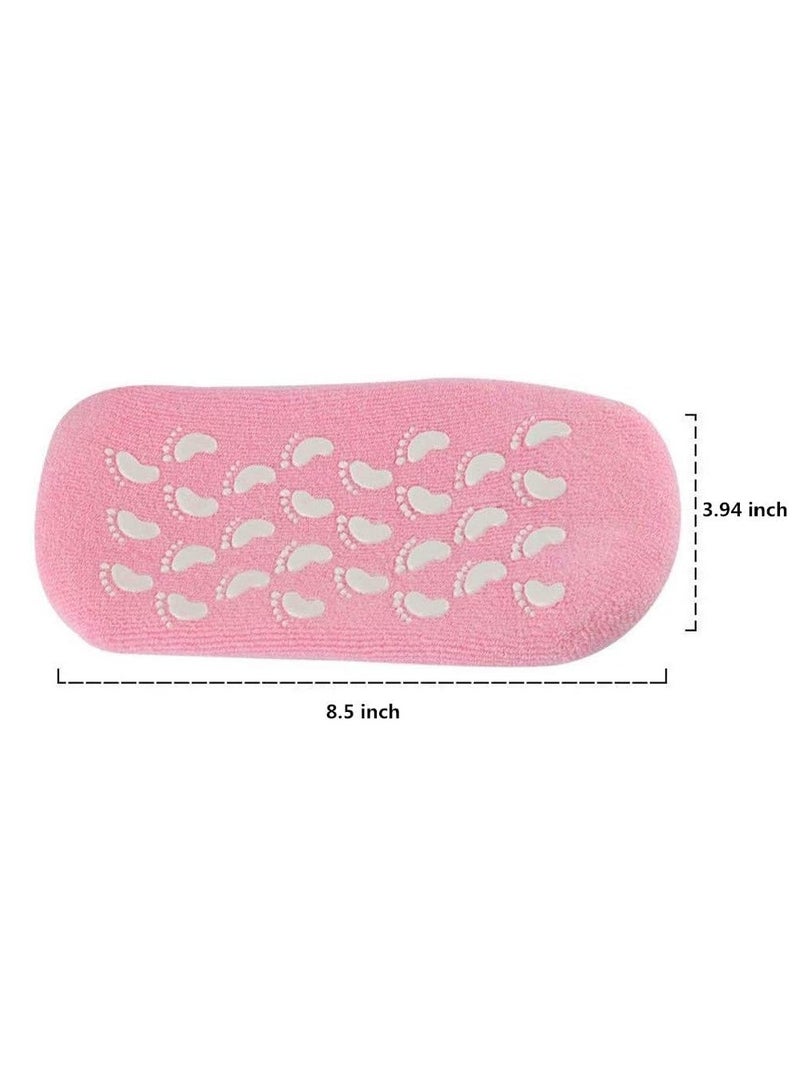 ECVV 2Pcs Gel Spa Socks Silicon Gel Booties Insoles Moisturising Soft Exfoliating Socks Spa Pedicure Insoles For Feet Care, Pink - Image 3