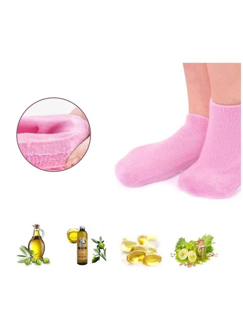 ECVV 2Pcs Gel Spa Socks Silicon Gel Booties Insoles Moisturising Soft Exfoliating Socks Spa Pedicure Insoles For Feet Care, Pink - Image 4