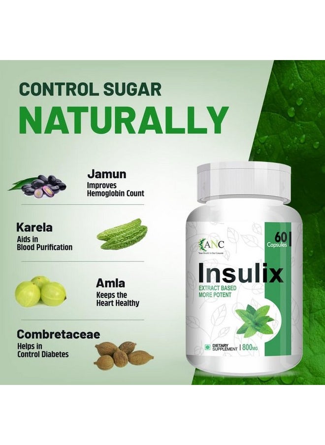 ANC Insulix Ayurvedic Blood Sugar Supplement, Natural Supplement With 11 Rare Herbs Promotes Healthy Digestion Heart Health, Helps Intestinal Glucose - (60 Capsules)  - Image 4