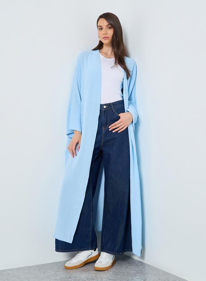 Take Two Solid Open Front Batwing Sleeve Abaya - Image 2
