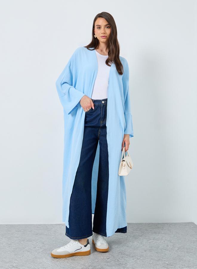 Take Two Solid Open Front Batwing Sleeve Abaya - Image 1