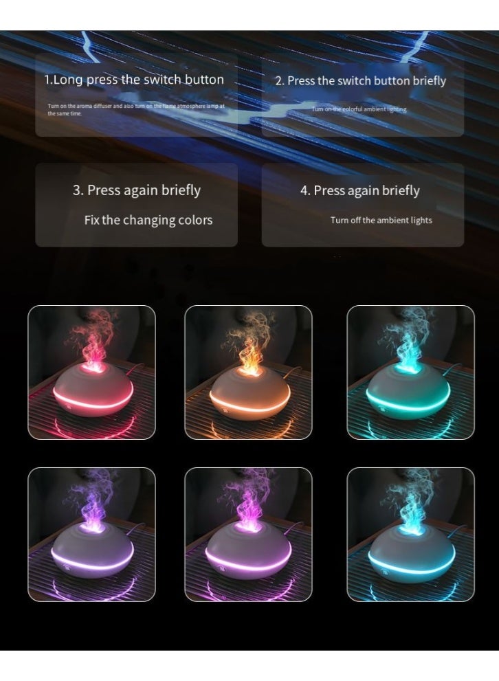 كيو زد موزع الزيوت العطرية فليم، مرطب رذاذ بالموجات فوق الصوتية للعلاج بالروائح العطرية بسعة 200 مل بتصميم صامت، إيقاف تشغيل تلقائي بدون ماء، 7 مصابيح ليد مهدئة للمكتب والمنزل وغرفة النوم، لون أسود - Image 3