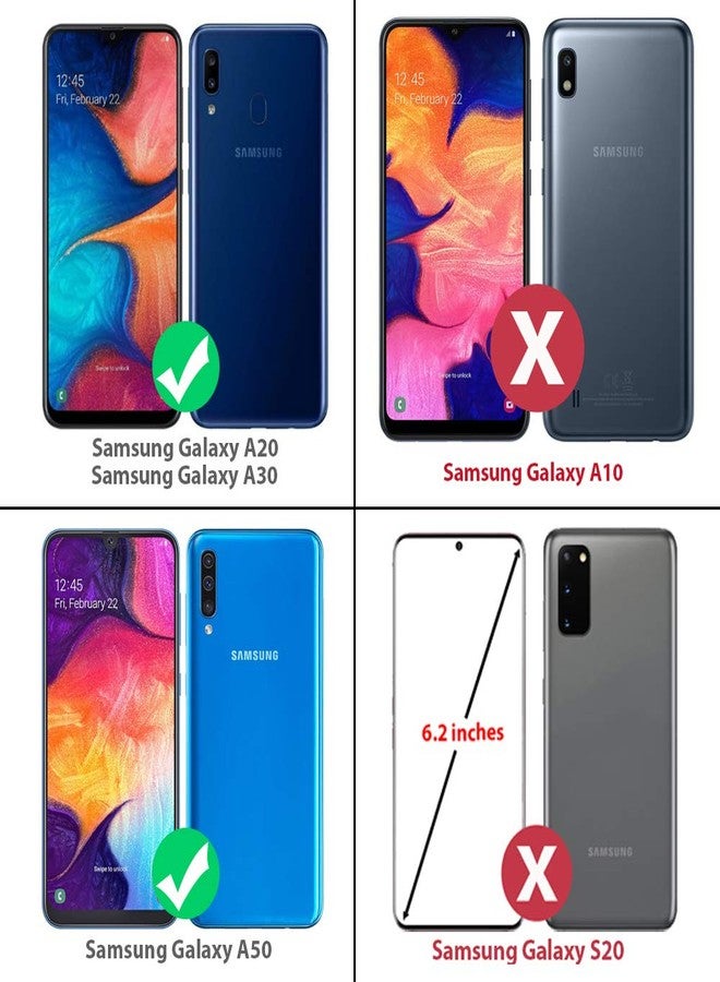TJ's TJS Phone Case Compatible with Samsung Galaxy A50/Galaxy A30/Galaxy A20, [Tempered Glass Screen Protector] Belt Clip Holster Magnetic Support Hybrid Kickstand Heavy Duty Cover (Black) - Image 2