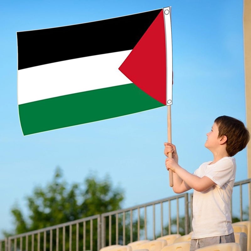 klarako Palestine Flag 3x5 Foot Large Flag Of Palestinian With Brass Grommets Palestine National Flag - Vivid Color and Fade Proof - Canvas Header and Double Stitched Polyester Country Flag Banner(3 X 5 Ft) - Image 4