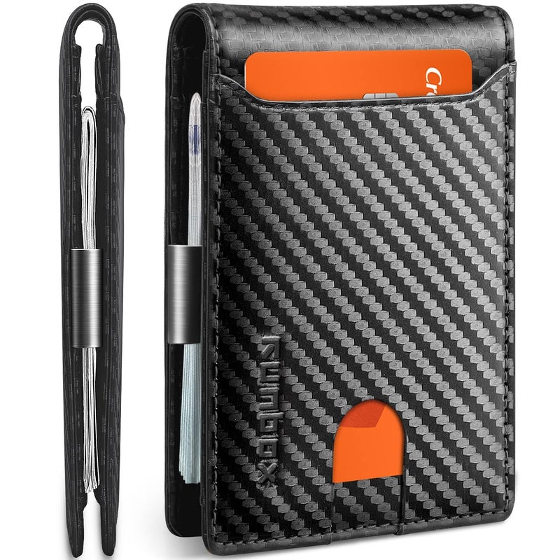 RUNBOX Slim Wallets for Men Leather Money Clip Mens Wallet RFID Blocking Front Pocket Bifold Wallet Thin Credit Card Holder with Gift Box