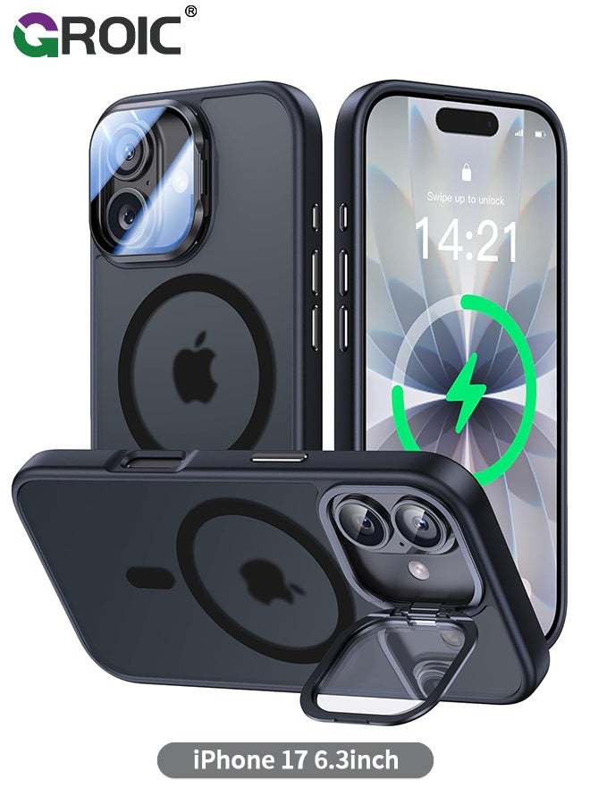 GROIC غلاف مغناطيسي لهاتف آيفون 16 برو ماكس 6.9 بوصة مع واقي شاشة 1 عبوة، حافظة لامعة قابلة للطي مُتوافقة مع ماغسيف، غلاف هاتف لامع مع مرآة مكياج وفيلم زجاجي مُقسى عالي الدقة - Image 1