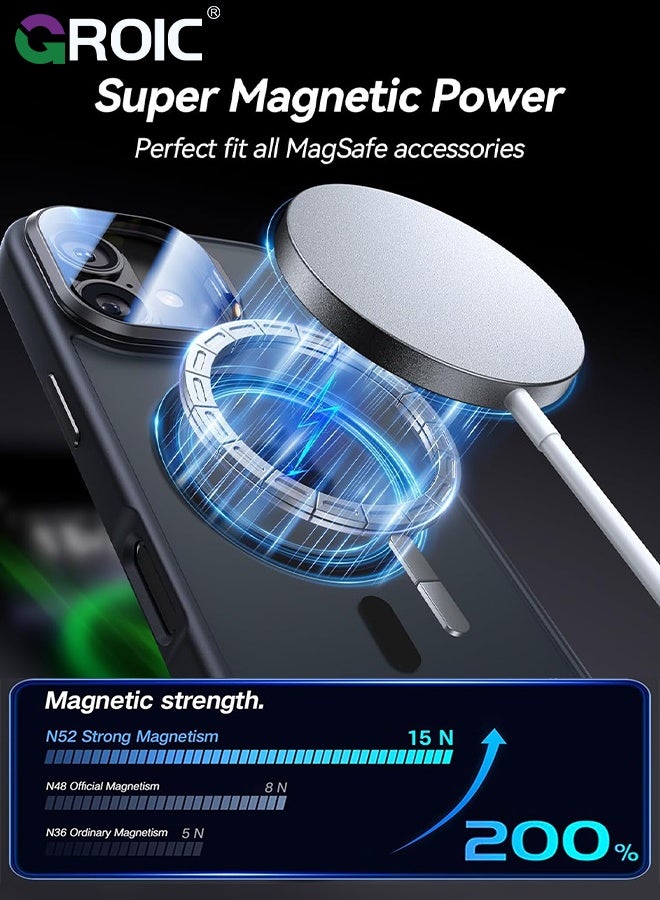 GROIC غلاف مغناطيسي لهاتف آيفون 16 برو ماكس 6.9 بوصة مع واقي شاشة 1 عبوة، حافظة لامعة قابلة للطي مُتوافقة مع ماغسيف، غلاف هاتف لامع مع مرآة مكياج وفيلم زجاجي مُقسى عالي الدقة - Image 3