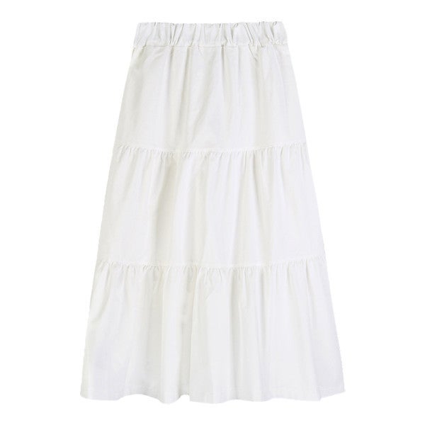 Summer Midi Skirt A-Line High Waist White Black  - Image 2