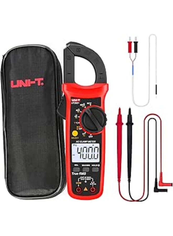 UNI-T UNI-T Digital Clamp Meter UT202+, AC Current TRMS HVAC Volt Amp Ohm Meter Clamp On Multimeter Auto Ranging 4000Counts Temperature AC DC Voltage Frequency Resistance Capacitance Continuity Diode Tester