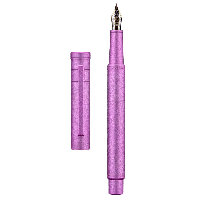 Asvine Hongdian 1851 Forest Fountain Pen Pink Ice Flowers, Extra Fine Nib Classic Design with Converter and Metal Pen Case - Image 1