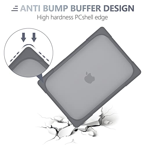 Batianda for M4 MacBook Air 13.6 inch Case 2025 2024 2022 Release Model A3240 A2681(M2) A3113(M3), Heavy Duty Shockproof Protective Hard Shell with Fold Kickstand & Keyboard Cover, Gray - Image 3