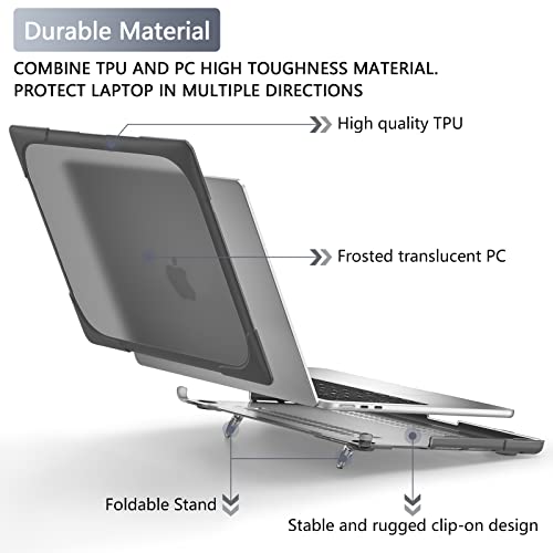 Batianda for M4 MacBook Air 13.6 inch Case 2025 2024 2022 Release Model A3240 A2681(M2) A3113(M3), Heavy Duty Shockproof Protective Hard Shell with Fold Kickstand & Keyboard Cover, Gray - Image 2