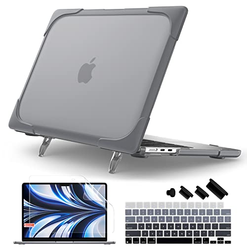 Batianda for M4 MacBook Air 13.6 inch Case 2025 2024 2022 Release Model A3240 A2681(M2) A3113(M3), Heavy Duty Shockproof Protective Hard Shell with Fold Kickstand & Keyboard Cover, Gray - Image 1