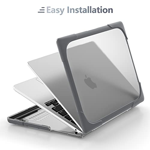Batianda for M4 MacBook Air 13.6 inch Case 2025 2024 2022 Release Model A3240 A2681(M2) A3113(M3), Heavy Duty Shockproof Protective Hard Shell with Fold Kickstand & Keyboard Cover, Gray - Image 4