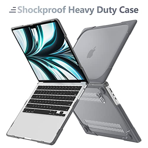 Batianda for M4 MacBook Air 13.6 inch Case 2025 2024 2022 Release Model A3240 A2681(M2) A3113(M3), Heavy Duty Shockproof Protective Hard Shell with Fold Kickstand & Keyboard Cover, Gray - Image 5