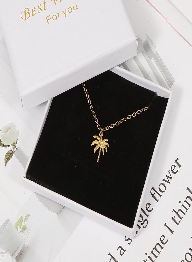 SENFAI Beach Charm Necklace Heart Crystal, Starfish, Teardrop Crystal Pendant, 14K Gold Plated Chain, Palm Tree Necklace, Ocean Theme Jewelry (Palm Tree Necklace) - Image 2