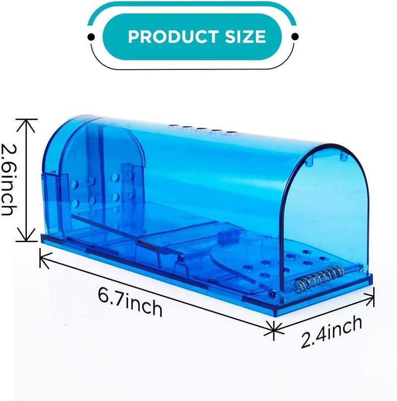 blinc Humane Mouse Trap | Catch and Release Mouse Traps That Work | Mice Trap No Kill for mice/Rodent Pet Safe (Dog/Cat) Best Indoor/Outdoor Mousetrap Catcher Non Killer Small Capture Cage (Blue (4 Pack)) - Image 4