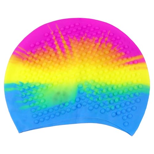 Toyshine Latest (Bubble Design) Silicone Long Hair Swim Caps Comfortable Durable Silicone Swimming Caps for Women Men Adults Kids(Pack of 4),Color May Vary SSTP - Image 1