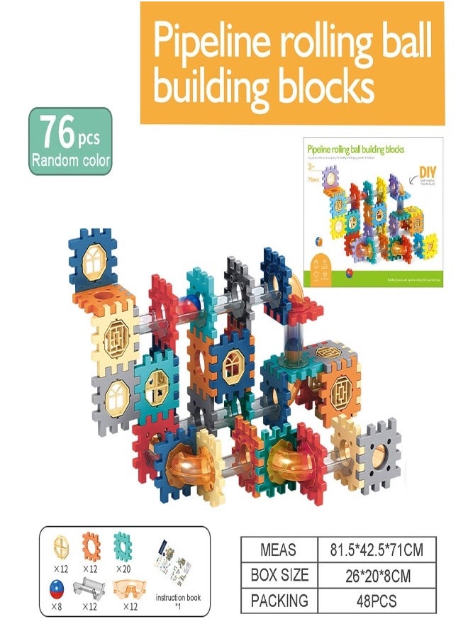 Pipeline rolling ball building blocks, Blocks 76 PCS,Early Educational Building Toys Set  - Image 1
