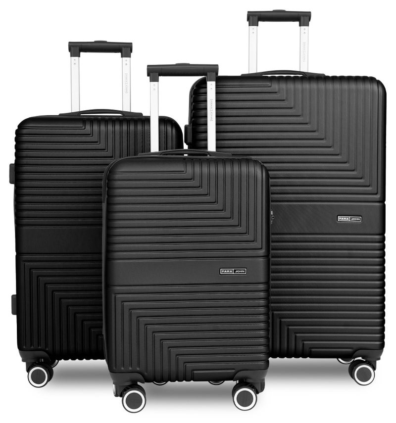 بارا جون مجموعة حقائب سفر خفيفة الوزن من مادة ABS ذات جوانب صلبة وعجلات دوارة مكونة من 3 قطع مع قفل مقاس 20/24/28 بوصة - أسود - Image 1