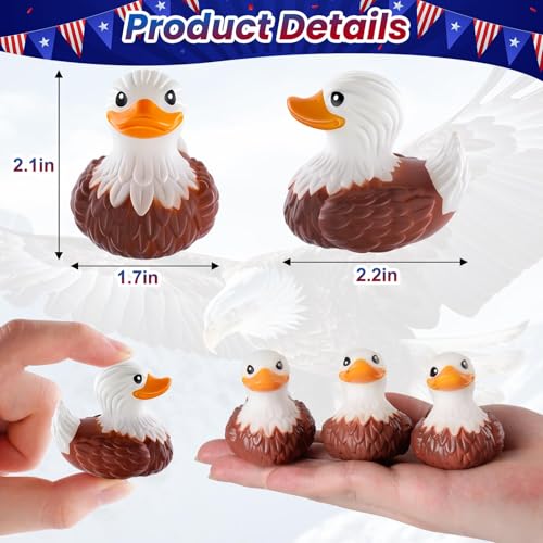 ANGGIKO 12 PCS Bald Eagle Rubber Ducks Patriotic Bald Eagle Ducks for Jeeps Ducks for Cruising Ships Hiding Carnival Ducking Bath Toys Animal Ducks Collection Baby Shower Easter Basket Stuffers for Kids - Image 5