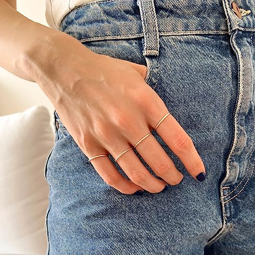 MILACOLATO 925 Sterling Silver Ring for Women Men High Polished Plain Stackable Thumb Rings Tarnish Resistant Wedding Band Ring Comfort Fit Size 7, 1mm Ring - Image 4