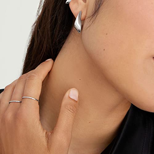 MILACOLATO 925 Sterling Silver Ring for Women Men High Polished Plain Stackable Thumb Rings Tarnish Resistant Wedding Band Ring Comfort Fit Size 7, 1mm Ring - Image 3