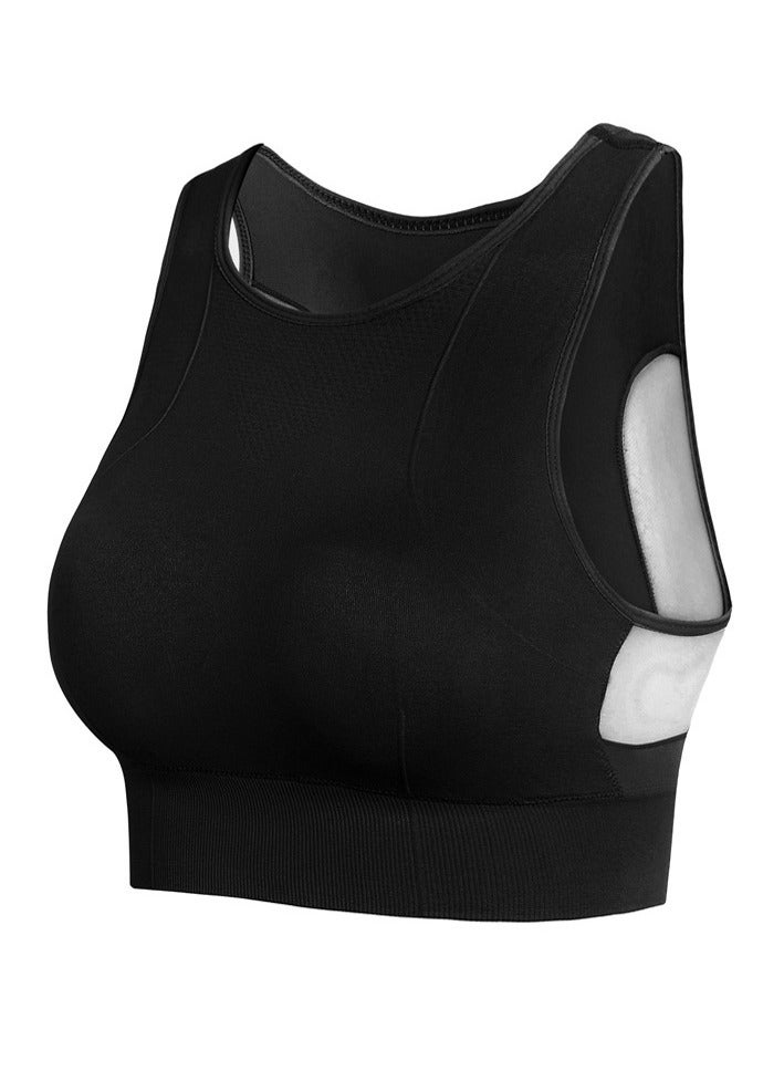 AROAQ Full Coverage Longline Sports Bra, Shockproof Fitness Yoga Running Sports Bra,  Seamless Quick-drying Medium Impact Push Up Tank Top For Yoga Gym Workout, (Size S, Black) - Image 1