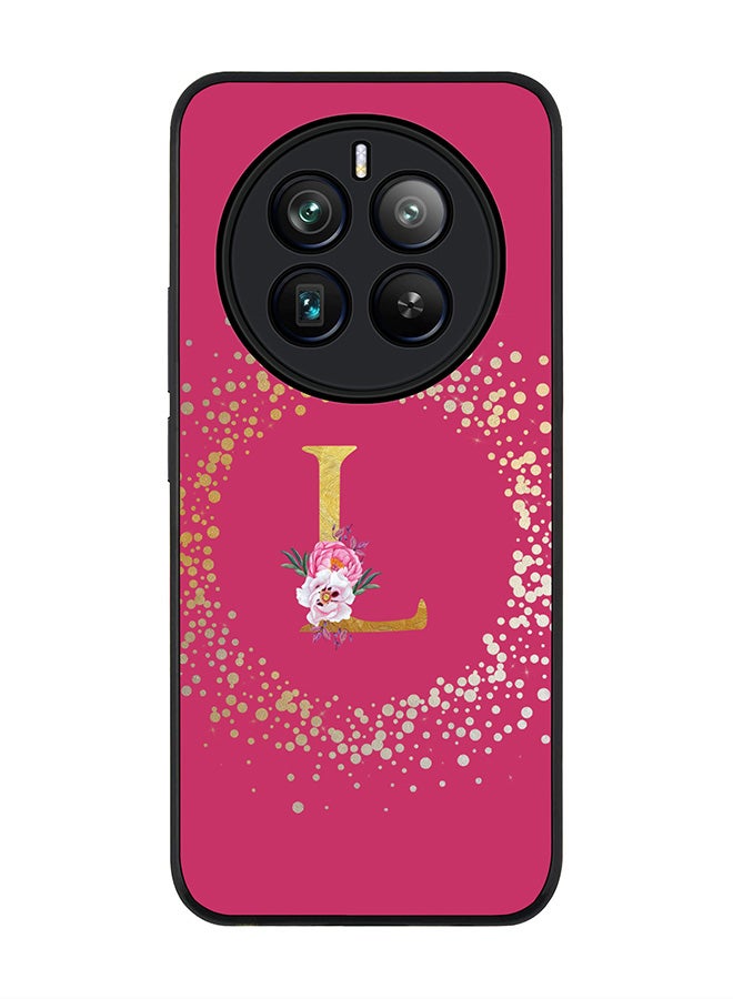 Stylizedd Rugged Black edge case for Realme 12 Pro / Realme 12 Pro Plus 5G, Custom Monogram Initial Letter Floral Pattern Alphabet-L (Deep Pink Rose) - Image 1