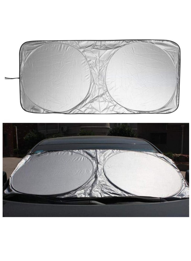 White Foldable Car Windshield Sunshade - Image 2