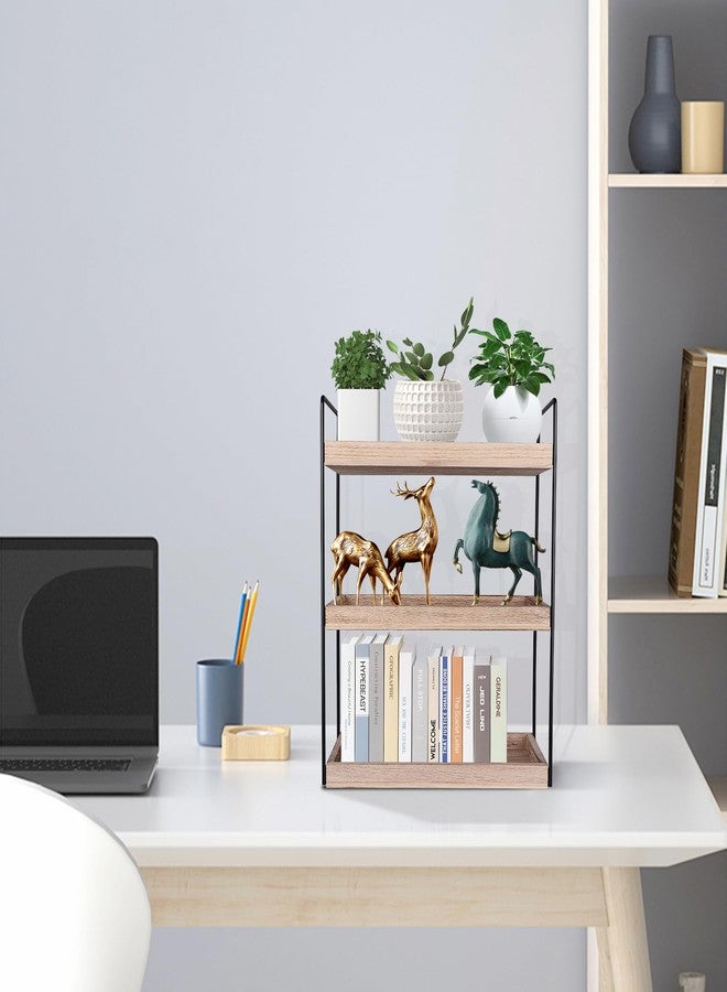 Kmise 3 Tier Bathroom Counter Shelf - Vanity Organizer with Coffee Bar Storage, Light Brown - Image 4