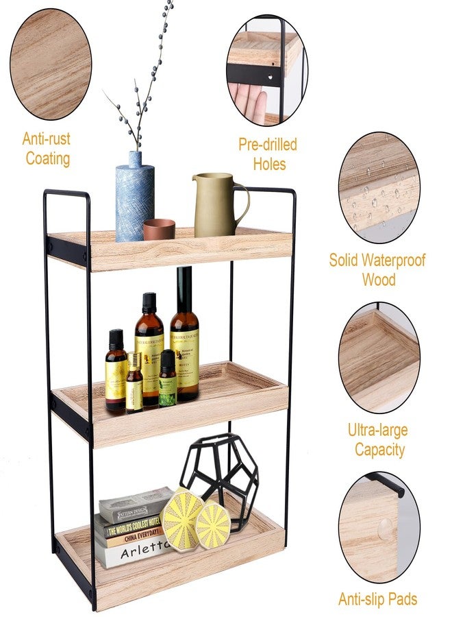 Kmise 3 Tier Bathroom Counter Shelf - Vanity Organizer with Coffee Bar Storage, Light Brown - Image 2