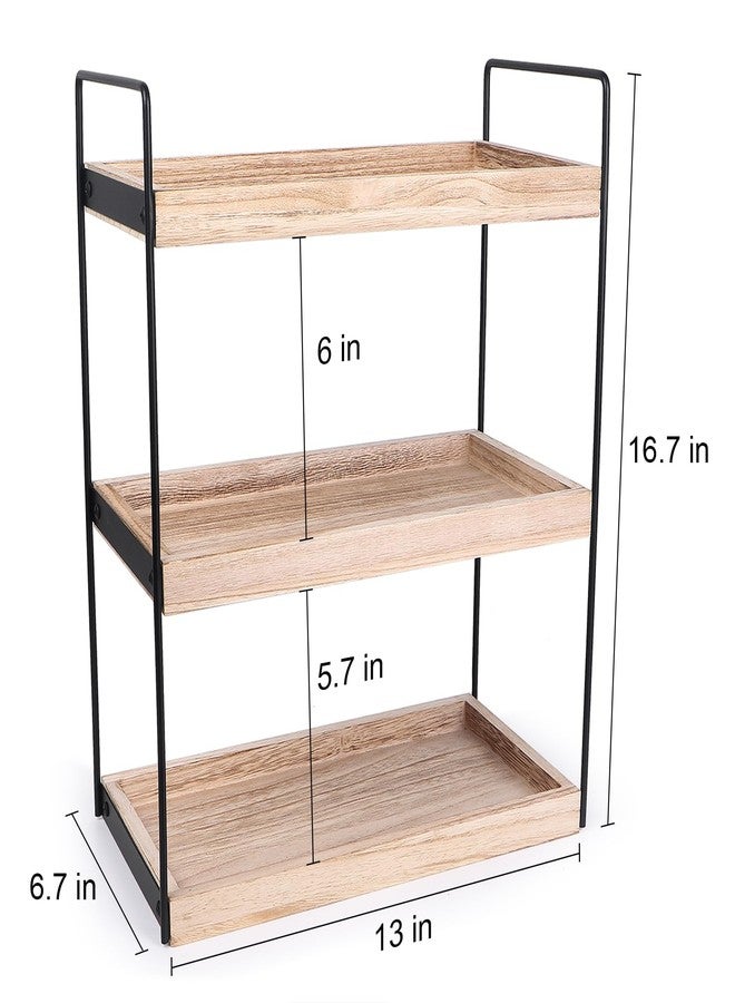 Kmise 3 Tier Bathroom Counter Shelf - Vanity Organizer with Coffee Bar Storage, Light Brown - Image 5