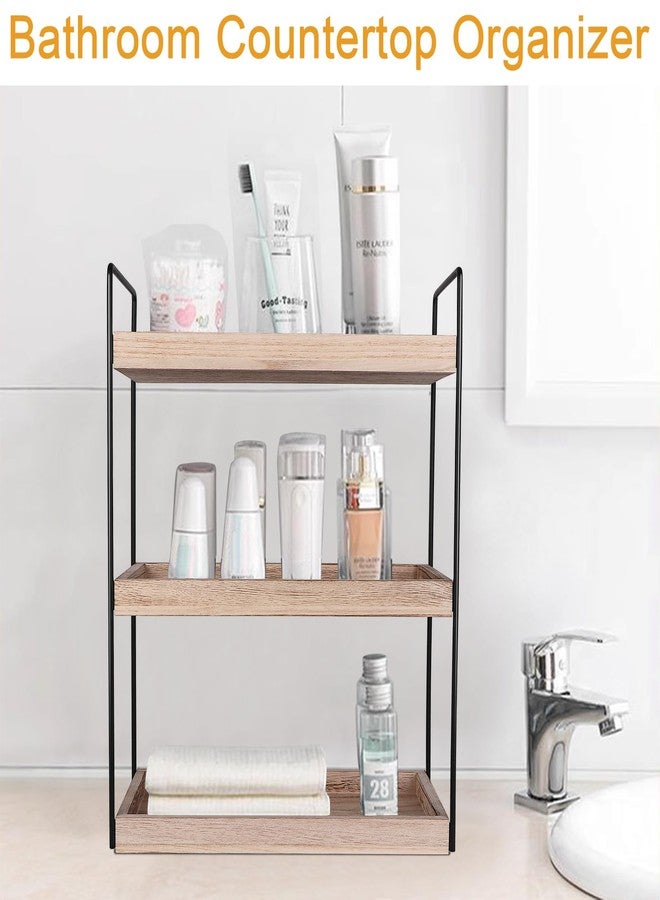 Kmise 3 Tier Bathroom Counter Shelf - Vanity Organizer with Coffee Bar Storage, Light Brown - Image 3