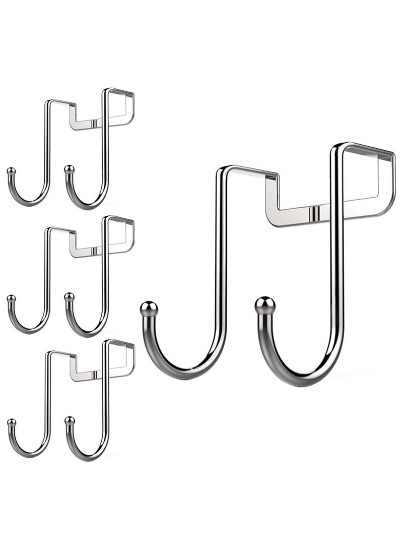 Y&D KASTWAVE 4 Pack Over Cabinet Drawer Double Hooks 304 Stainless Steel Multiple Use Narrow Door Hook, Towel Hook the Adjustable Wreath Hanger for Kitchen Bathroom and Bedroom - Image 1