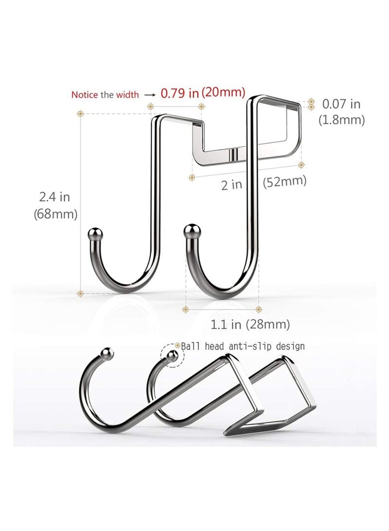 Y&D KASTWAVE 4 Pack Over Cabinet Drawer Double Hooks 304 Stainless Steel Multiple Use Narrow Door Hook, Towel Hook the Adjustable Wreath Hanger for Kitchen Bathroom and Bedroom - Image 2